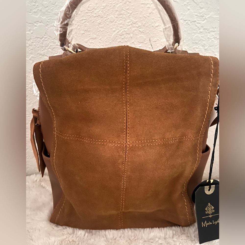 MODA LUXE Brown Suede Bag/Backpack
